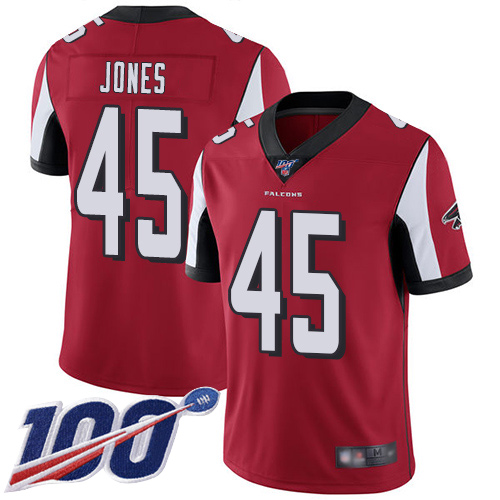 Atlanta Falcons Limited Red Men Deion Jones Home Jersey NFL Football #45 100th Season Vapor Untouchable->atlanta falcons->NFL Jersey